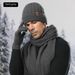 JUND Alpaca Wool Knit Hat Scarf Gloves Set For Men - Winter Warm Fleece-Lined Beanie & Scarf Combo For Outdoor Cycling, Hiking_voghion.com
