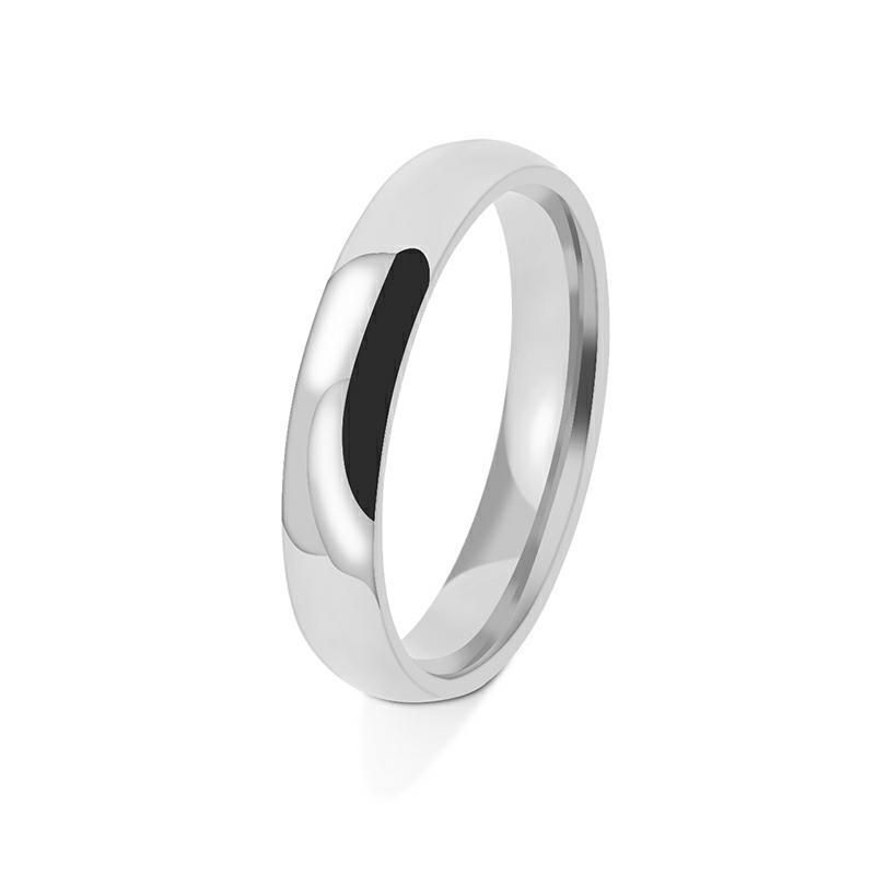 Mode eenvoudige 4mm titanium stalen gladde ring roestvrij staal binnen- en buitenboog bolvormige vlakke ring ring_voghion.com