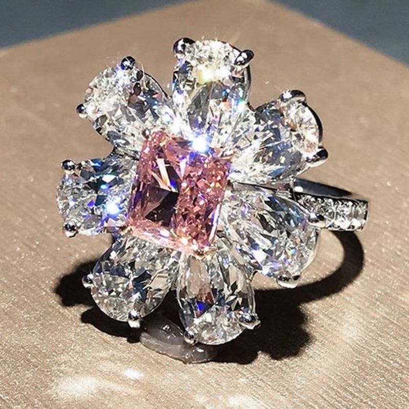 Cao Shi Taobao Live-uitzending Bloem Ring Zoete Roze Diamant Zirkoon Bloem Ring Romantische Valentijnsdag Voorstel Handkleding_voghion.com