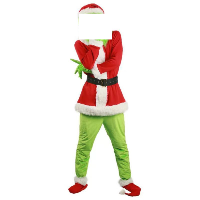Noel noktası cosplay kıyafetleri Noel Baba Grinch Yeşil Saçlı Canavar Grinch parti performans kıyafetleri_voghion.com