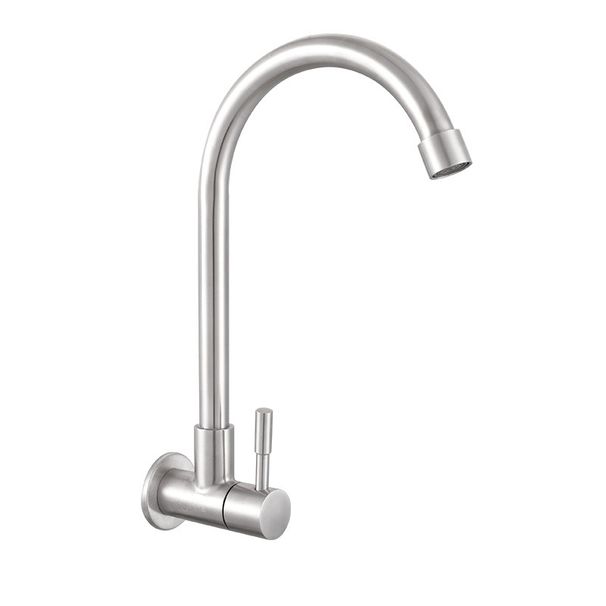 Rubinetto per acqua fredda con maniglia singola in acciaio inossidabile 304, lavello da cucina, montaggio in superficie, finitura spazzolata, rubinetto girevole verticale_voghion.com