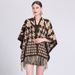 Γυναικείο καρό ζακέτα με κρόσσια και κάπα, μάλλινο παλτό με καρό σχέδιο_voghion.com