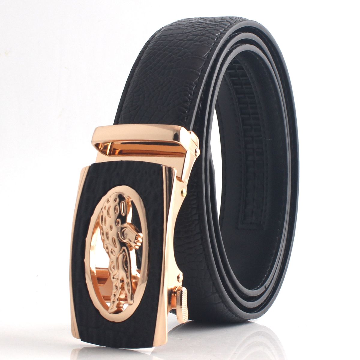 cintura con motivo coccodrillo per pantaloni casual da uomo di fascia alta in pelle di vacchetta con fibbia automatica in vita_voghion.com