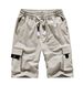 Sommer-Workwear-Shorts. Lockere, übergroße Herren-Freizeithose aus reiner Baumwolle mit mehreren Taschen_voghion.com