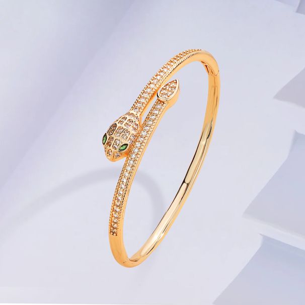 Gypsophila Spirit Snake Koperen Plated Volledige Diamant Zirkonia Hoogwaardig Design Armband_voghion.com