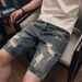 Men's Clothing High Street Ripped Denim Shorts Men Summer Loose Trendy Casual Mid Length Pants Summer Wear Trendy Brand Shorts_voghion.com