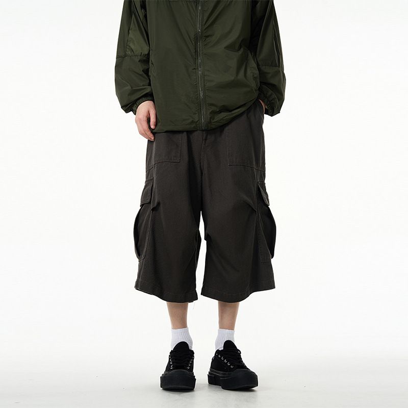 Premium Products Cleanfit Shorts With Multiple Pockets And Seven Quarter Length Pants For Men, American Style Loose, High-end, Wide Leg_voghion.com