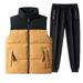Tvådelad bomullsväst kostym för män plus stickade träningsbyxor i sammet_voghion.com