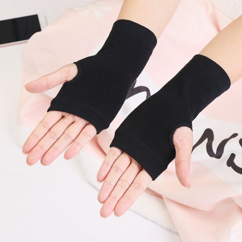 Gants mi-doigts chauds d'automne et d'hiver pour hommes et femmes, adaptés au travail, à l'écriture et aux jeux vidéo._voghion.com