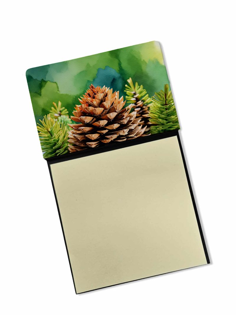 NEW Maine White Pine Cone and Tassels in Watercolor Sticky Note Holder Refillable Dispenser Self-Sticky Note Pads, Memo Pads Blank Desk Accessories_voghion.com