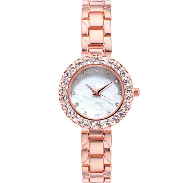 (Non la scatola nella foto) Set di due pezzi di orologio da donna con cinturino in acciaio con diamanti, stile coreano alla moda e versatile_voghion.com