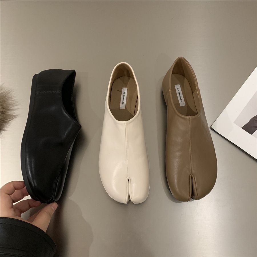 Design Sense Niche Pig's Hoof Flat 2021 Herbst Winter Neue Split Toe Loafers Mokassins Damenschuhe_voghion.com
