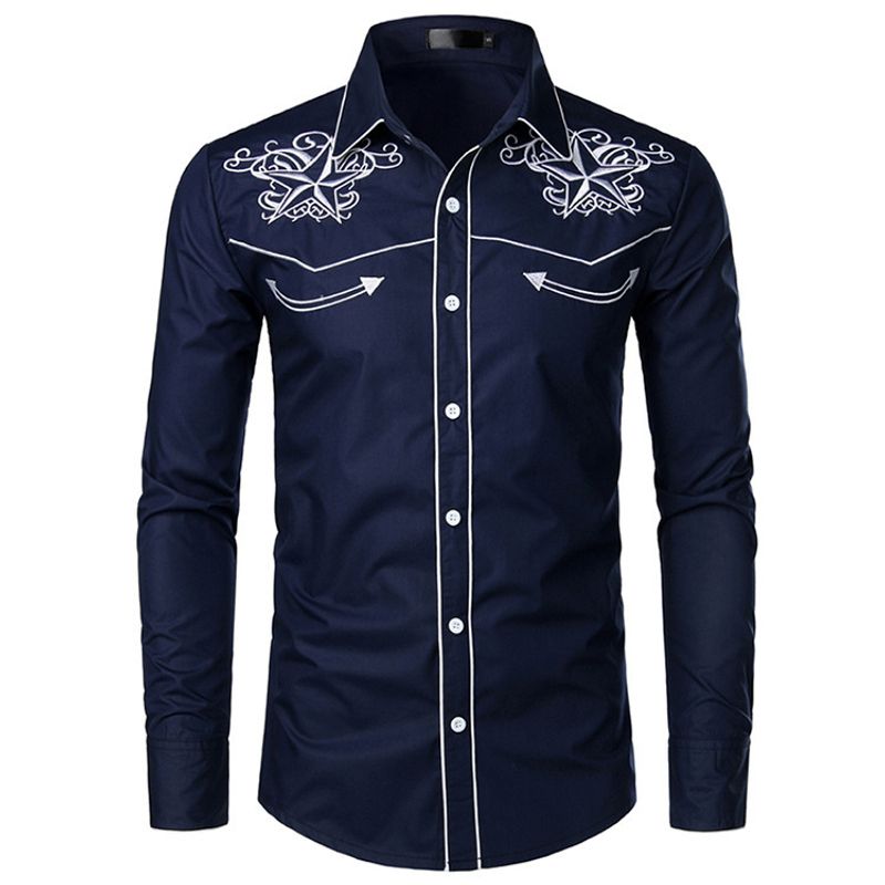 Camicia da uomo alla moda, con stampa digitale 3D, stile cowboy, a maniche lunghe_voghion.com