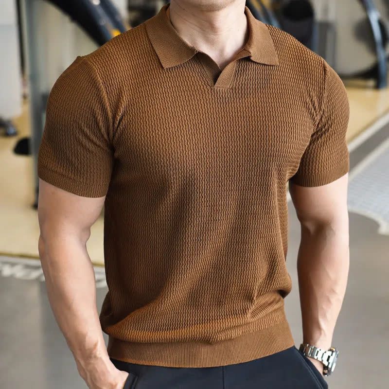 Men's Clothing New American Simple Retro Short Sleeved Men's Lapel Polo Shirt Business Slim Casual Versatile Short Sleeved T Shirt Summer_voghion.com