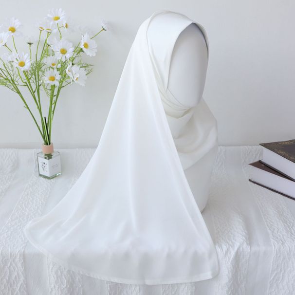 Sciarpa da donna in chiffon di lino e cristallo tinta unita, sciarpa da testa comoda e traspirante_voghion.com