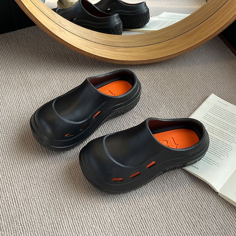 Ch1605 New 2025 Summer Men And Chef One-Word Solid Color Slippers Women Nurse Surgical Shoes Clogs_voghion.com