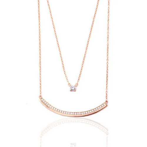Nur Doppel Schicht Einzelnen Diamant Lächeln Halskette Weibliche Element Kristall Schlüsselbein Halskette Weibliche_voghion.com