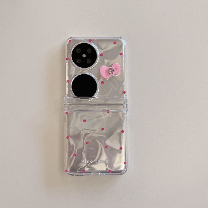 For Huawei P50pocket Phone Case Pink Bow Polar Dot pocket2 Folding Protective Case Bracelet_voghion.com