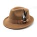 2023 New small top feather felt men's jazz soft woolen hat_voghion.com
