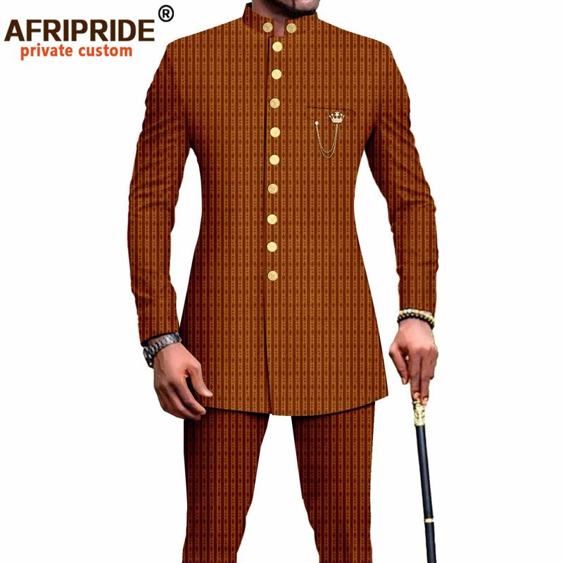 Ropa de hombre, conjunto informal de dos piezas de algodón batik nacional africano para hombre_voghion.com
