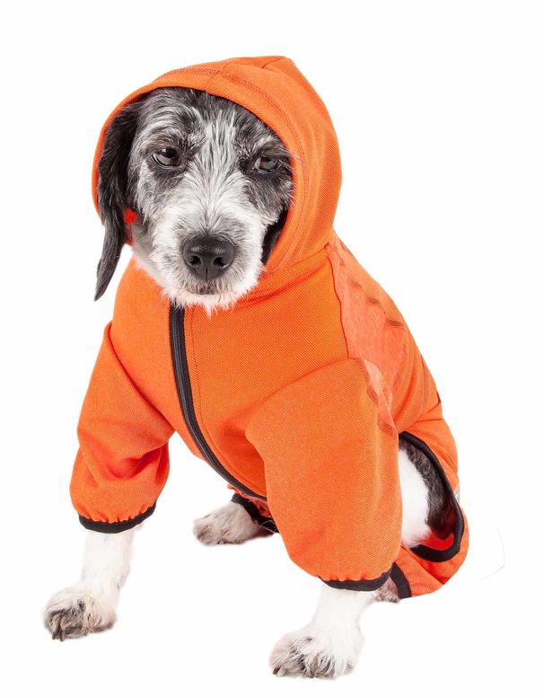 Pet Life Active 'Pawsterity' Heathered Performance 4-Way Stretch Two-Toned Full Bodied Hoodie_voghion.com