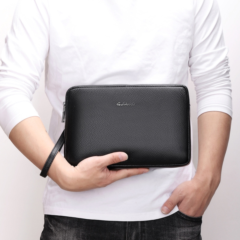 Men's Clutch Bag Wrist Bag Men's Portable Handbag Simple Business Casual Handbag Light Large Capacity High End Mobile Phone Bag_voghion.com