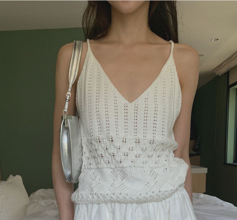 Koreanischer Chic im frühen Frühling, Nischen-Häkel-V-Ausschnitt, rückenfreie Krawatte, Strickweste + Rock, zweiteiliges Set für Damen_voghion.com