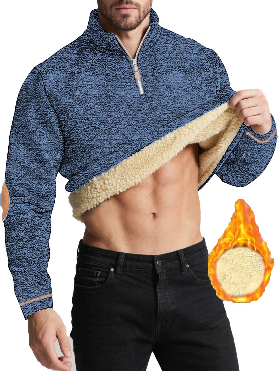 Men's Stand Collar Zip-Up Sweatshirt – Jacquard Knit Pullover With Slim Fit, All-Season Polyester Blend_voghion.com