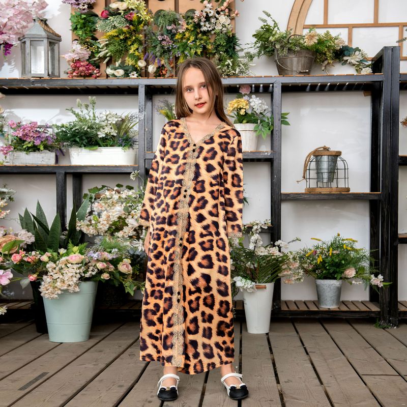 Toddler Girls Clothing Temperament Leopard Brown Mother And Daughter Clothing Women's Trendy Dress_voghion.com