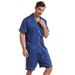 Tianbaogong Matte Satin Short Sleeve Leisure Large Size Home Clothes Summer Men's Lapel Solid Color Short Pajamas Set_voghion.com