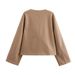 Moteriški drabužiai 2024 rudens naujo stiliaus temperamento laisvalaikio kostiumo apykaklė dvipusė vilnonė megztinė trumpa striukė B88761_voghion.com