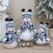 Christmas Snowman Plush Doll – Festive Tabletop Decor For Home, Gift & Store Display (Cartoon Style, Soft Fabric, Blue Checkered Hat, 3 Sizes)_voghion.com