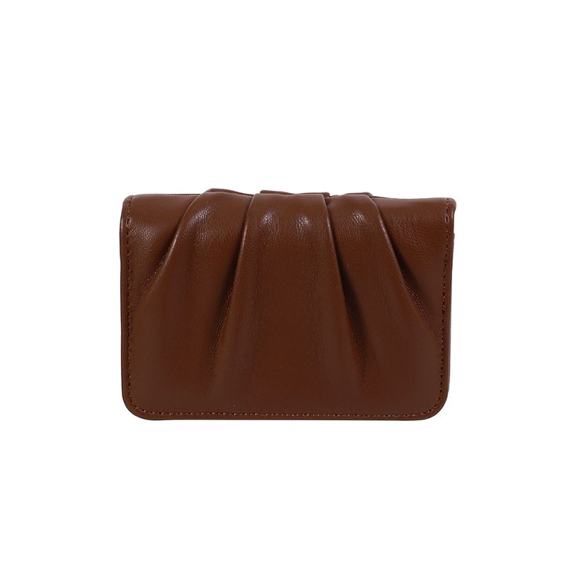 Pleated Wallet Simple Small Card Holder Wallet Multi Color Solid Color Versatile Coin Purse Wallet_voghion.com