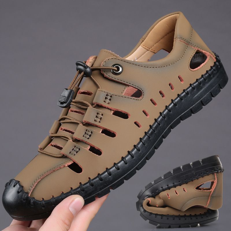 Herren Sandalen Sommer Neue Outdoor Strand Hohl Atmungsaktive Clogs Weiche Unterseite Rutschfeste Herren Freizeitschuhe Fashion Hundred Casual Daily_voghion.com