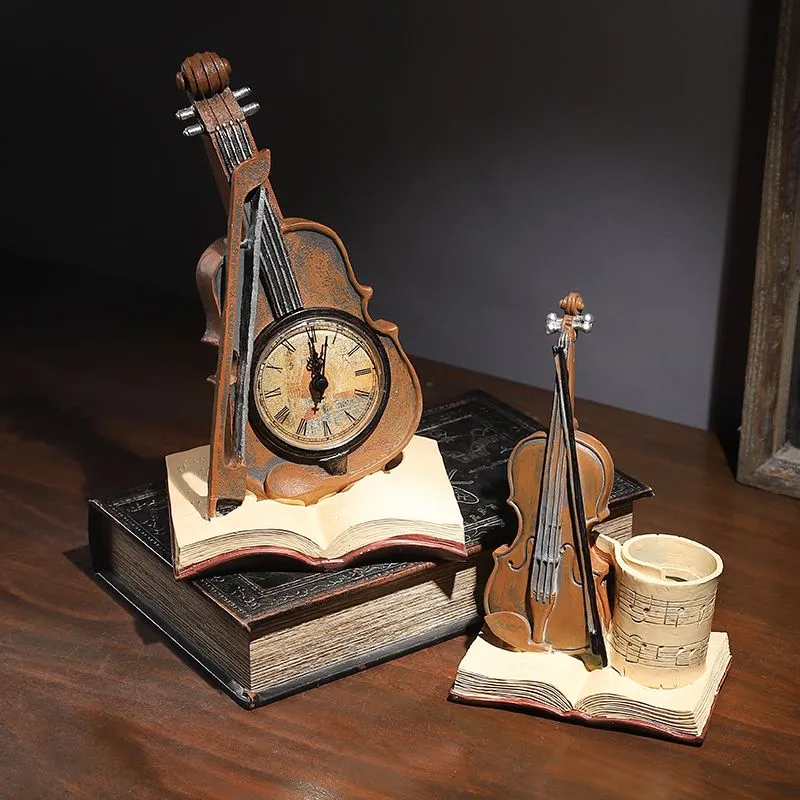Creative Desktop Violin Ornament Home Living TV Wine Cabinet Study Room Pen Holder Decoration Display_voghion.com