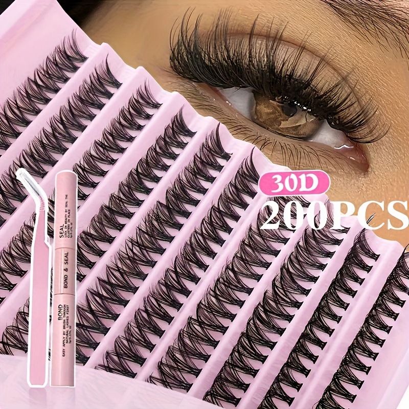 Eyelashes Set 30D/40D/80D Segmented Eyelashes False Eyelashes Large Capacity DIY Eyelashes Set + Double Head Glue + Tweezers_voghion.com