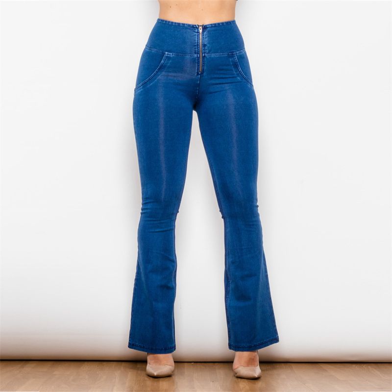 Women's Clothing Stretch Denim Flared Hip Lifting Pants Peach Tights Shaping Pants Large Size Women's Trousers_voghion.com