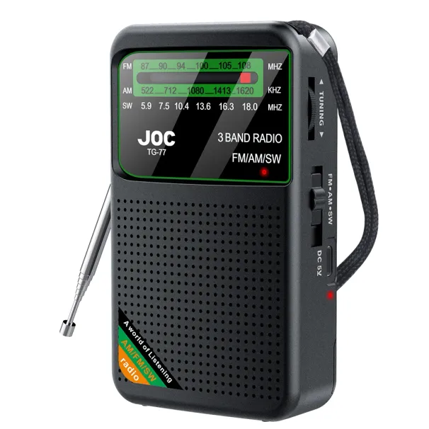 Draagbare AM/FM/SW-zakradio met oplaadbare batterij, ingebouwde luidspreker en HD-scherm, mini-FM-ontvangerradio's_voghion.com