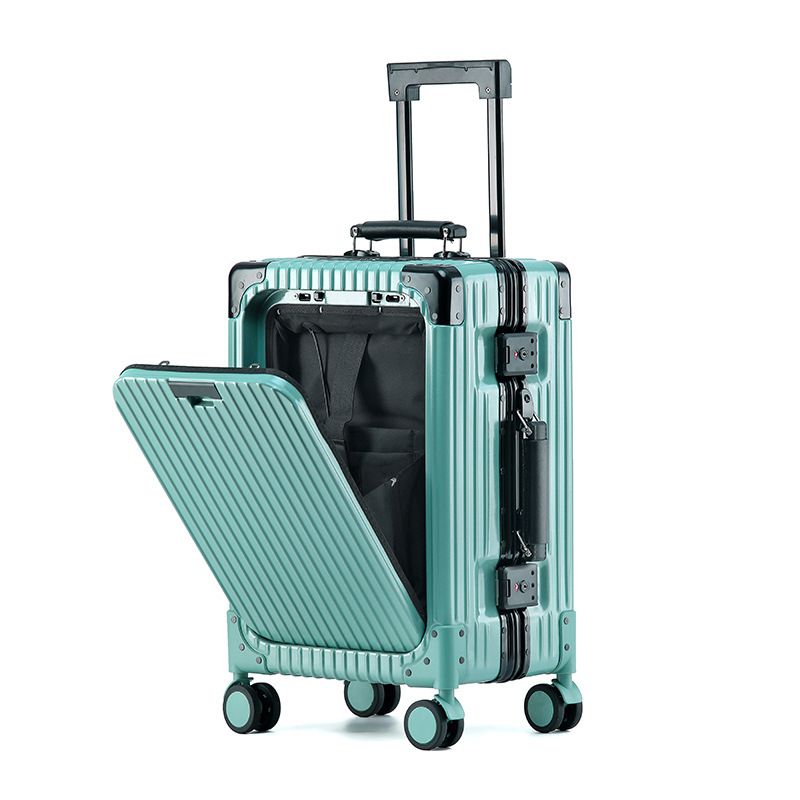 Robustes Handgepäck aus ABS+PC mit USB-Ladeanschluss, Spinner-Rädern und TSA-Schloss – Frontöffnung für Laptop und Reiseutensilien_voghion.com