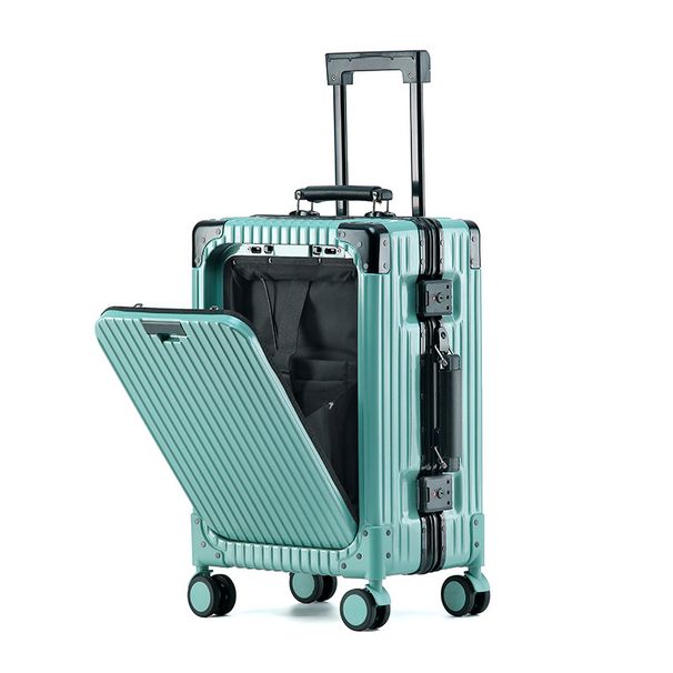 Robustes Handgepäck aus ABS+PC mit USB-Ladeanschluss, Spinner-Rädern und TSA-Schloss – Frontöffnung für Laptop und Reiseutensilien_voghion.com