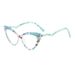 New Style Floral Cat Eye Plain Frame Fashion Anti-Blue Light Non-Prescription Glasses BL916_voghion.com