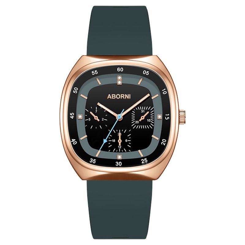 Alponi orologio quadrato alla moda con cinturino in silicone, orologio al quarzo a tre lancette, popolare orologio da donna impermeabile trasmesso in diretta_voghion.com