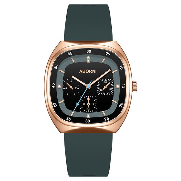 Alponi orologio quadrato alla moda con cinturino in silicone, orologio al quarzo a tre lancette, popolare orologio da donna impermeabile trasmesso in diretta_voghion.com