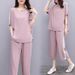 Audday Plus Size Women's Summer New Korean Style Two-Piece Set Loose Casual Wide-Leg Pants Suit For Women_voghion.com