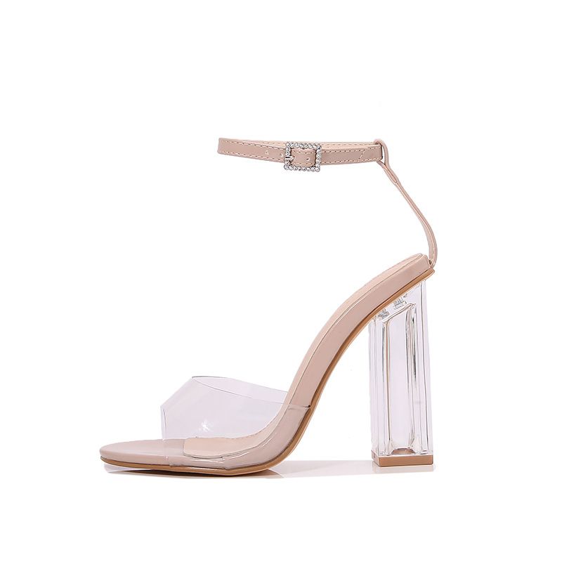 New sexy transparent crystal sandals with peep-toe small round toe_voghion.com