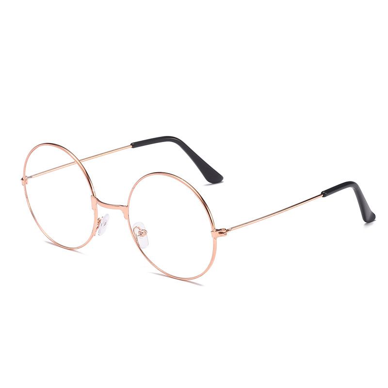 Unisex Männer- a Fraemoud ultraleich dekorativ flaach Brëll ronn Retro Metallrahmen Prënzspigel_voghion.com