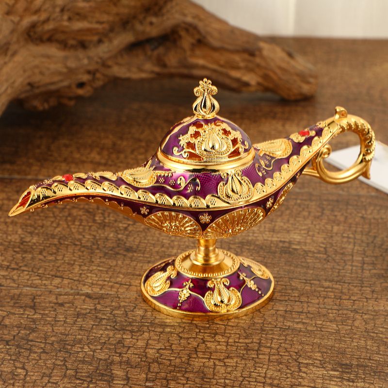 Home Furniture Classic Aladdin magic lamp aromatherapy furnace light luxury zinc alloy utensils ornaments retro pattern wishing lamp crafts_voghion.com