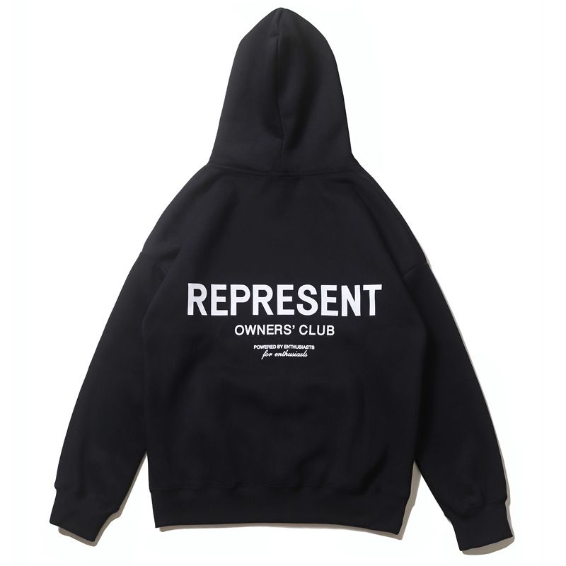 Men's Fashion Vintage Klein Blue Letter Print Fleece Hoodie_voghion.com