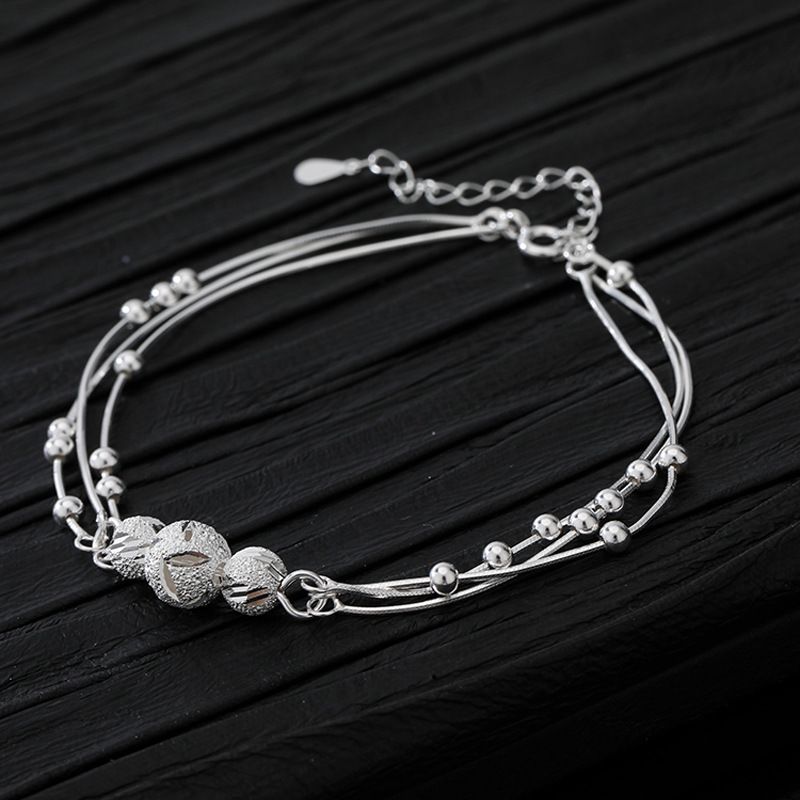 2024 New Lives Three Worlds Dreilagiges Fußkettchen Damen, leichte Luxusnische, exquisites High-End-Gefühl, Glücksperlen-Geschenk für_voghion.com