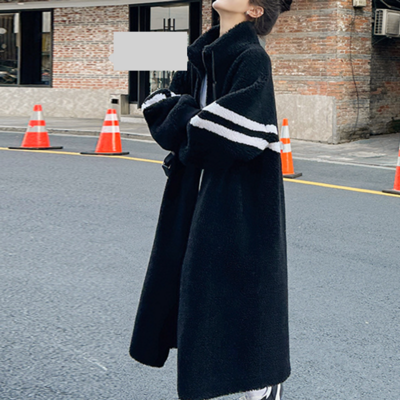 Vêtements pour femmes Manteau en peau d'agneau noir pour femmes Vêtements d'hiver longs Style de rue Manteau en coton et fourrure à la mode rajeunissant_voghion.com